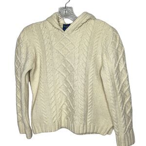 Paul James 100% Wool Fisherman Hooded Sweater. Size XS.